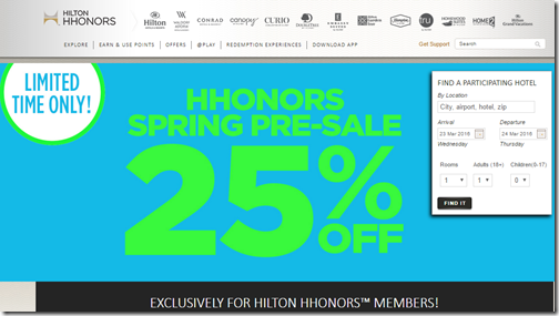 HHonors Spring Pre-Sale 25% Mar16