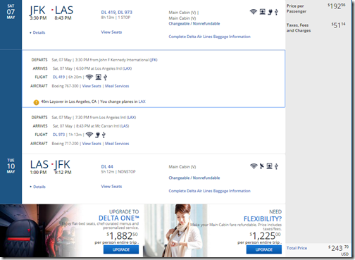 JFK-LAS $244 DL May 7-10