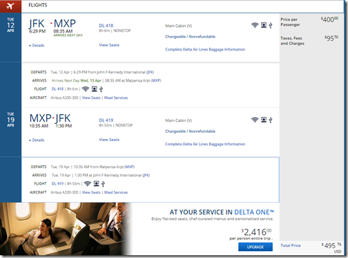 JFK-MXP $496 DL Apr12-19