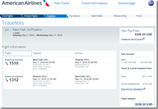 JFK-PHX AA $257 May 7-11