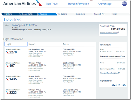 LAX-BOS $241 AA Apr6-9