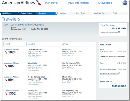 LAX-GIG AA $589 May 15-23