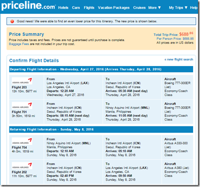 LAX-MNL $688 Priceline Asiana