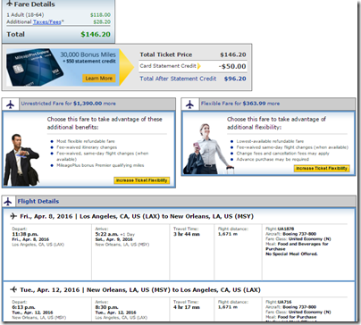 LAX-MSY UA $146 Apr8-12