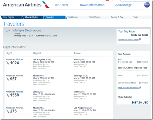 LAX-SCL-LIM-LAX AA $688 May3-17