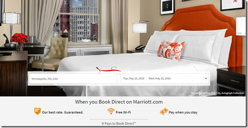 Marriott hotel webpage search