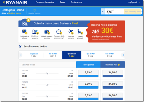 OPO-LIS Ryanair 10EUR