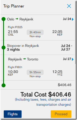 OSL-KEF-YYZ Icelandair $407 July 24