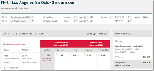 OSL-LAX May15 1699 NOK