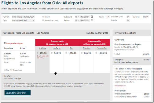 OSL-LAX NO US site $253