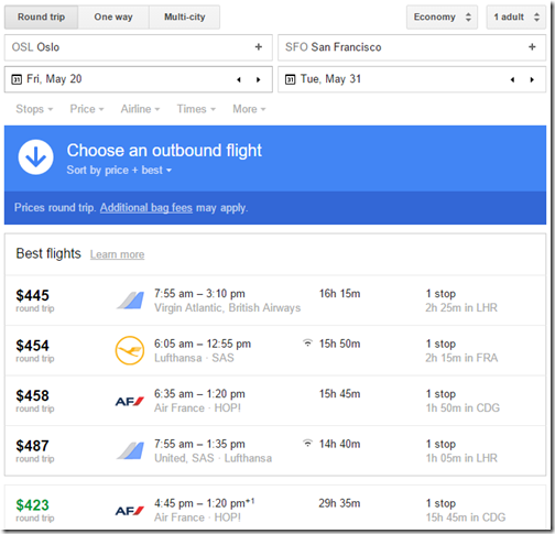OSL-SFO $423 May 20-May 31