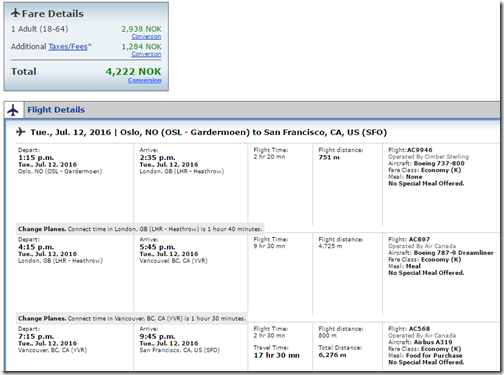 OSL-SFO $497 Jul12-Sep 6 UA