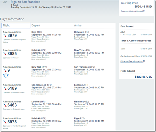 RIX-SFO AA $520 Sep13-20