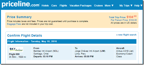 SCL-LIM $104 ow Sky May 10