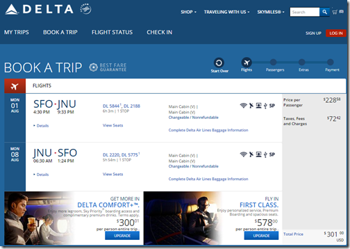 SFO-JNU $301 DL Aug 1-8