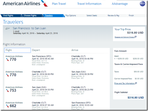 SFO-SJU $317 AA Apr16-23