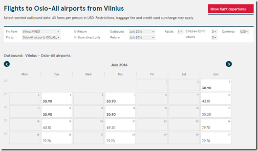 VNO-OSL $31 July Norwegian