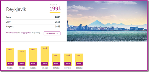 WOW Air LAX-KEF monthly fares summer16