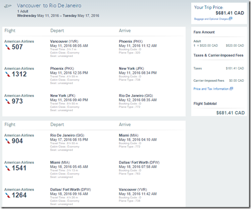 YVR-GIG AA $513 May11-17