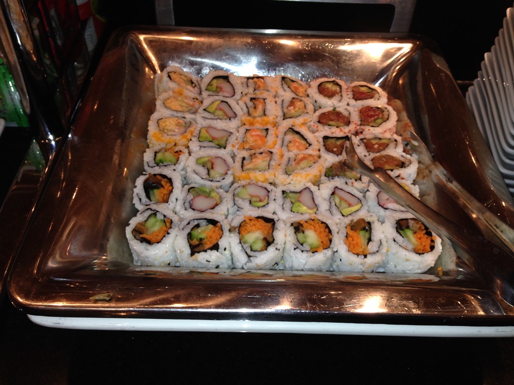 a tray of sushi