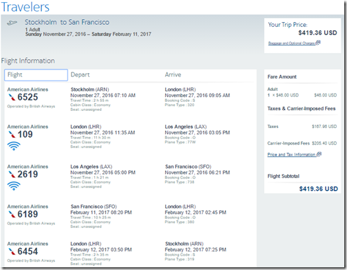 ARN-SFO $420 AA Nov27-Feb11