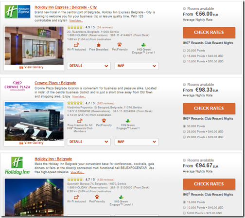 Belgrade IHG hotels Aug4-7