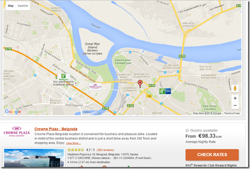 Belgrade IHG hotels map