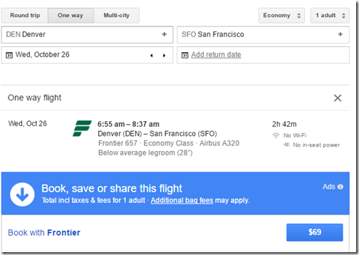 DEN-SFO $69ow Oct 26