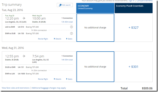 LAX-DUB United $509