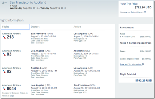 SFO-AKL AA $792 Aug 3-16