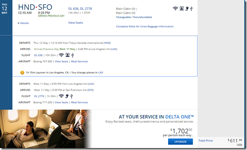 SFO-HND-2 DL $612