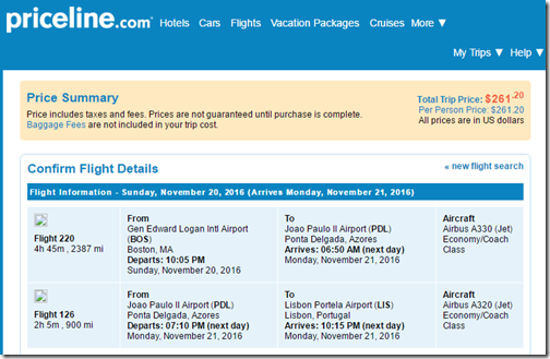 BOS-LIS $261.20 one way SATA Nov 20