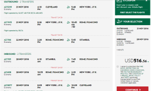 CLE-IST via Rome $516.56 Nov 21-28 Alitalia