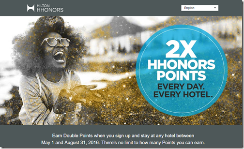 HHonors 2x points May1-Aug31-2016