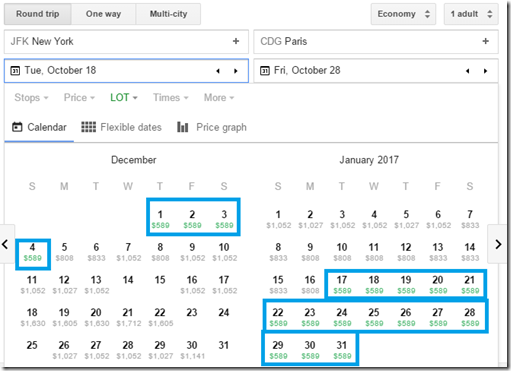 JFK-CDG $589 LOT Google calendar dec-jan