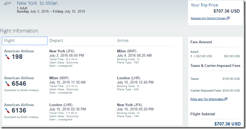 JFK-MXP $707 AA Jul3-15