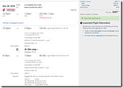 LAX-DEL $497 China Eastern Nov 24-Dec