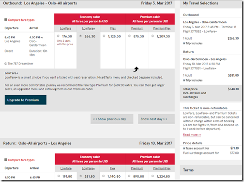 LAX-OSL $548 Norw Mar3-10 USA site