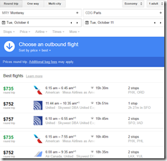 MRY-CDG $735 AA Oct4-11