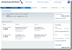 MSP-LAX $206rt AA June 4 mileage run