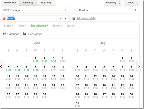ORD-BOS UA Google Flights calendar Jun-Jul16