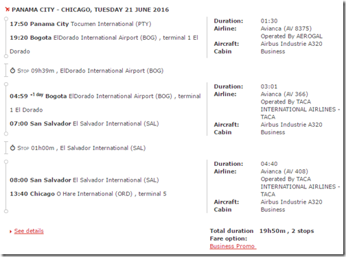 ORD-PTY-2 Avianca BIZ June16