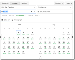 SFO-CUN Google Calendar June-July UA