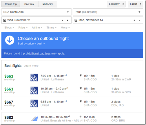 SNA-CDG $663 UA Nov 2-14