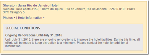 Sharaton Barra Rio renovations notice