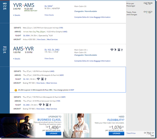 YVR-AMS $605 DL Jun 22-Jul7