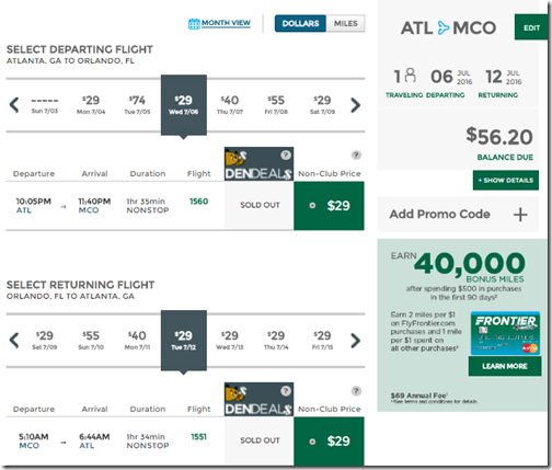 ATL-MCO $56 Frontier July 6-12