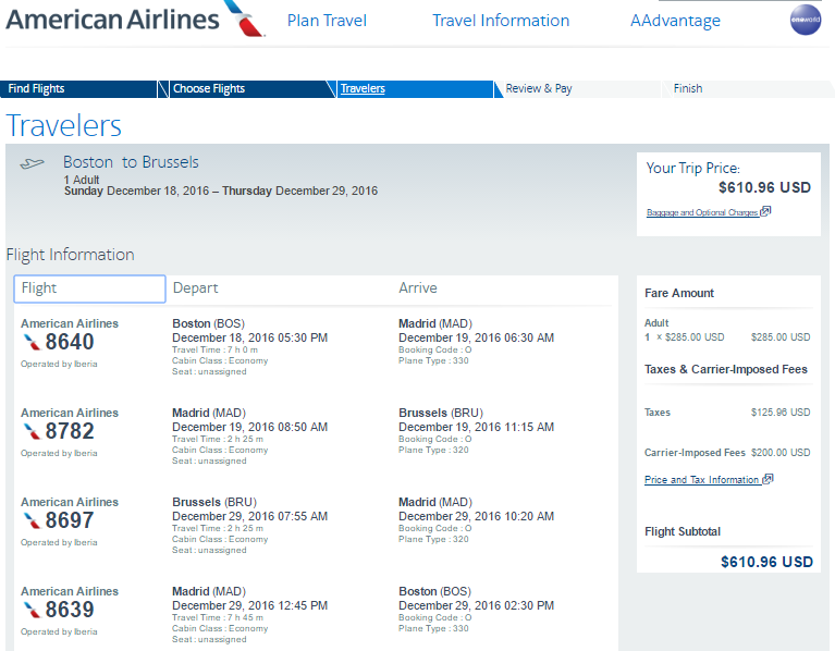 a screenshot of a flight schedule