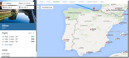 CLT-Spain April Google Flights DL $400s