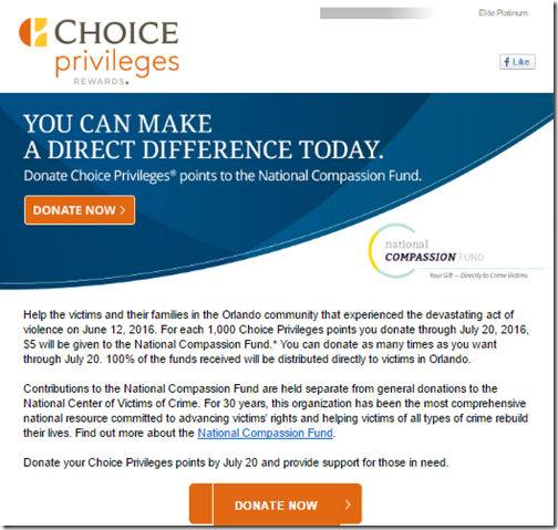 Choice Privileges Orlando Donations